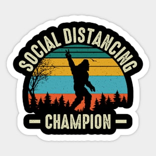 Retro Social Distancing Champion, Funny Bigfoot Sticker